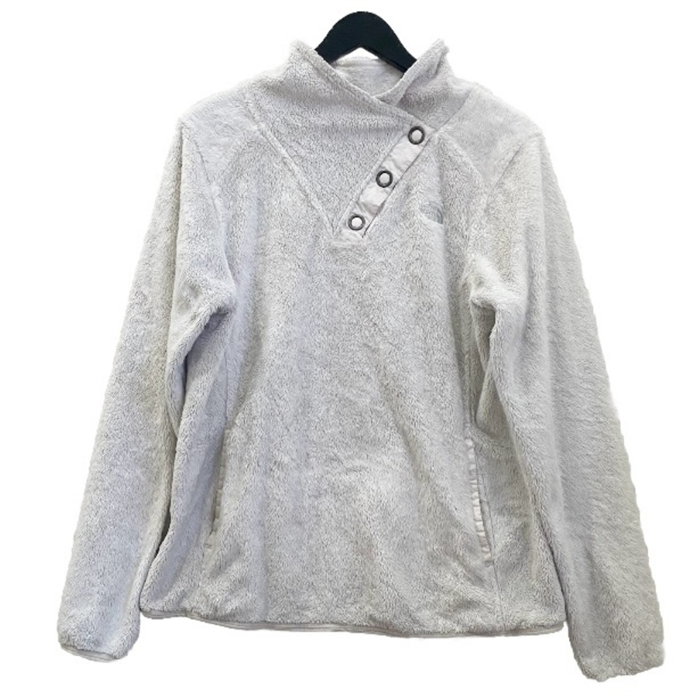 THE NORTH FACE Cream/Light Gray Snap Neck Fleece Pullover Sweater Size L